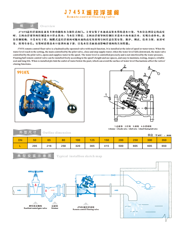 埃美柯遙控浮球閥參數(shù)圖